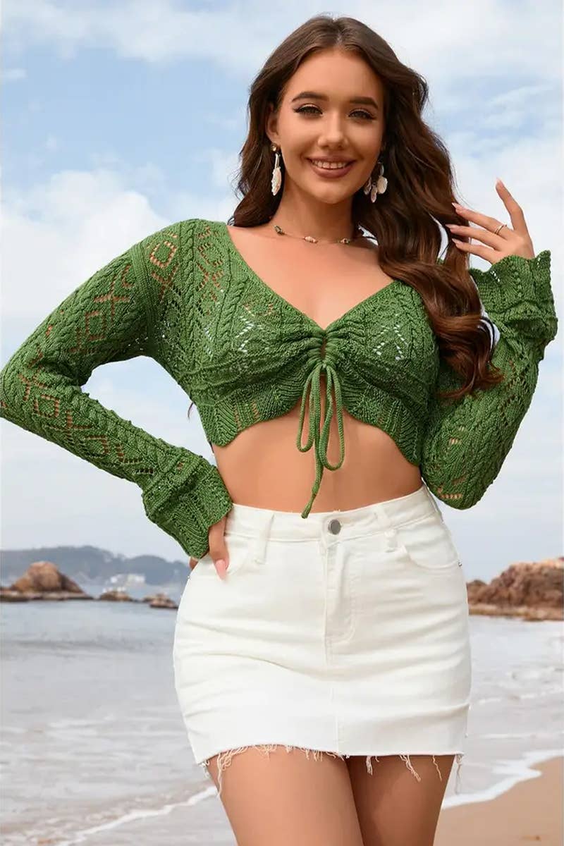 CWTTL1995_SPRING AND SUMMER V-NECK FASHION CARDIGAN