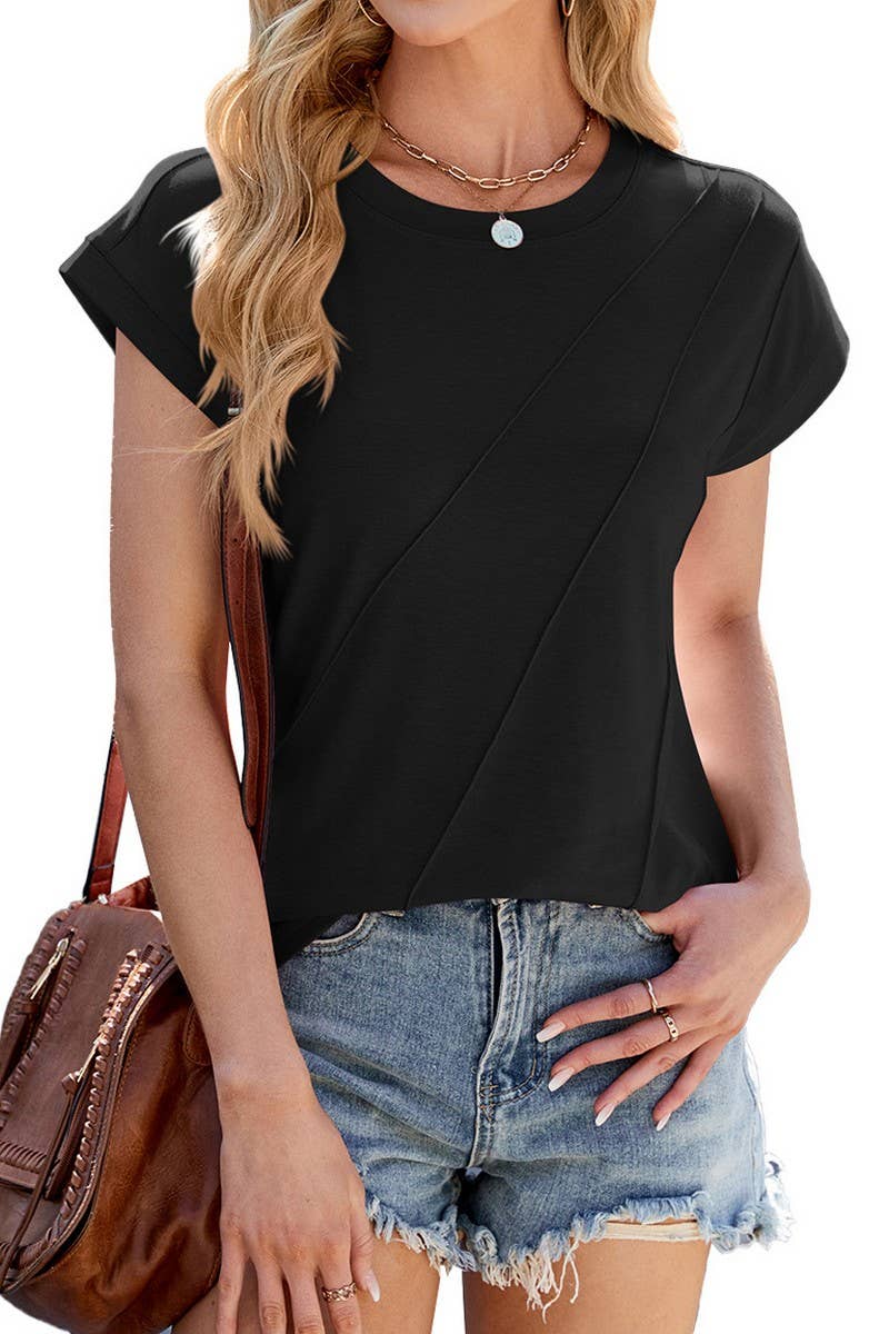 CWTBLS2275_SOLID CREW NECK LOOSE FIT SHORT SLEEVE TEE