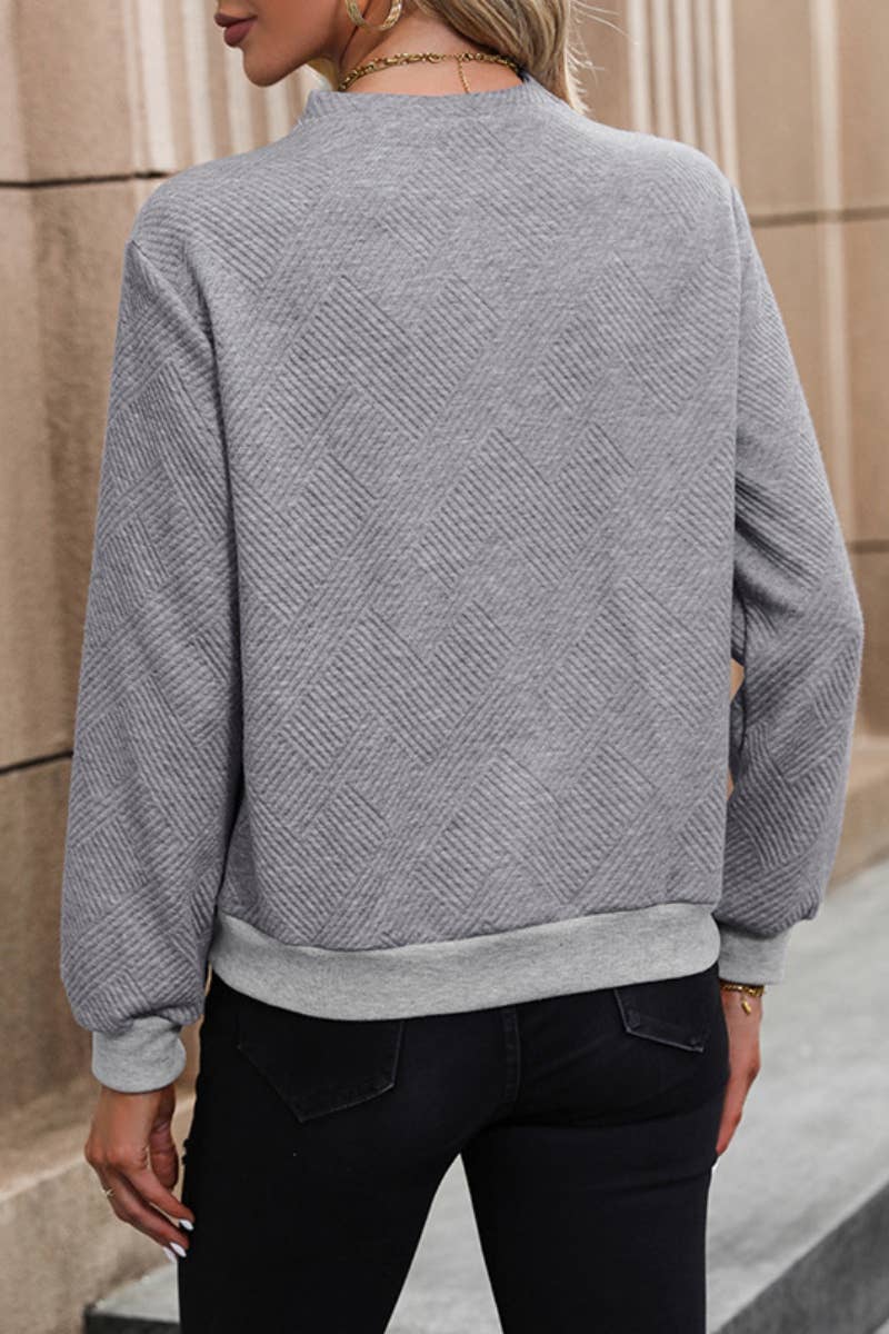 CWOSWL6591_WINTER PATCHWORK BUTTON LONG-SLEEVED SWEATER