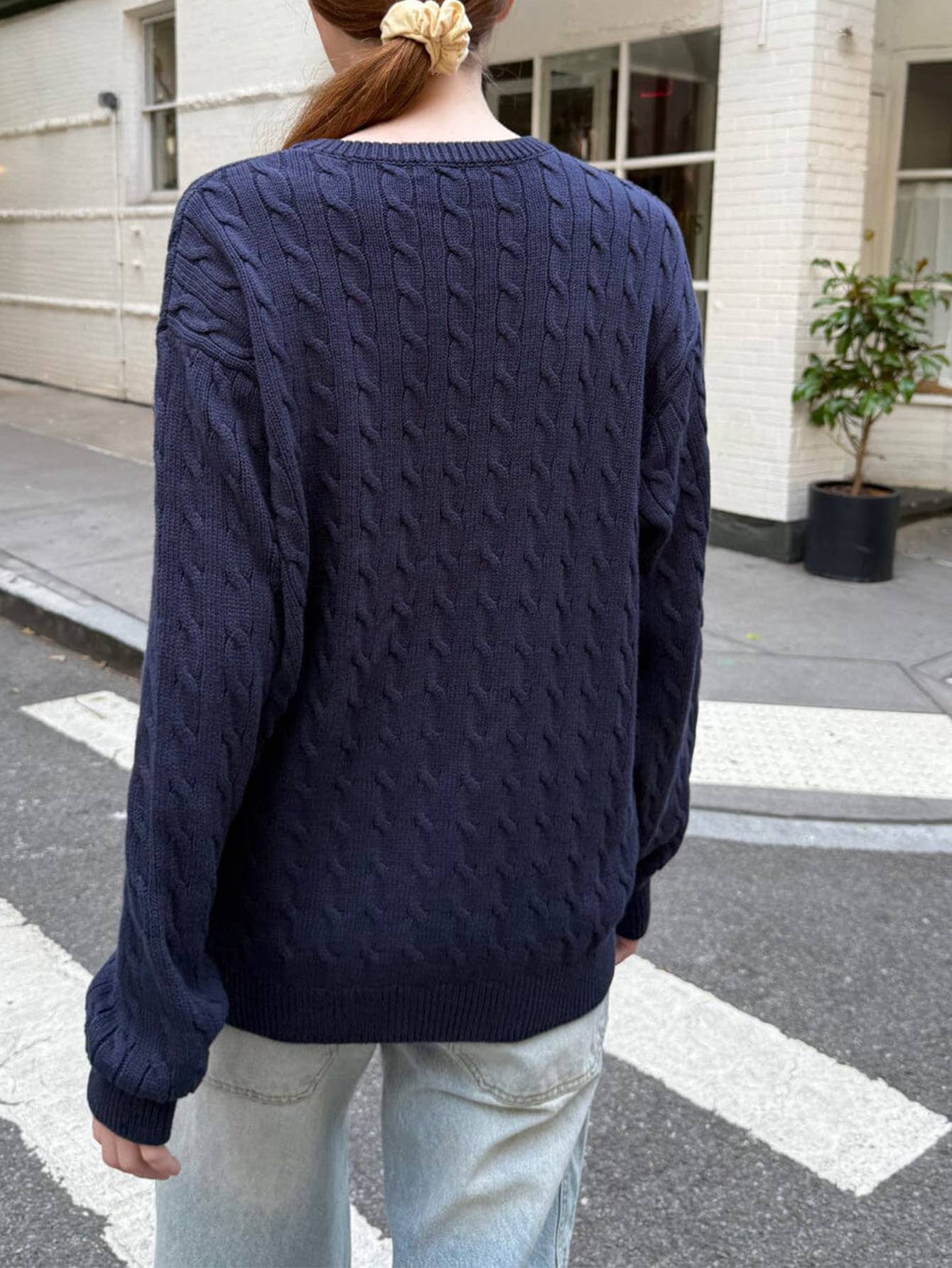 Casual solid-color long-sleeved base sweater