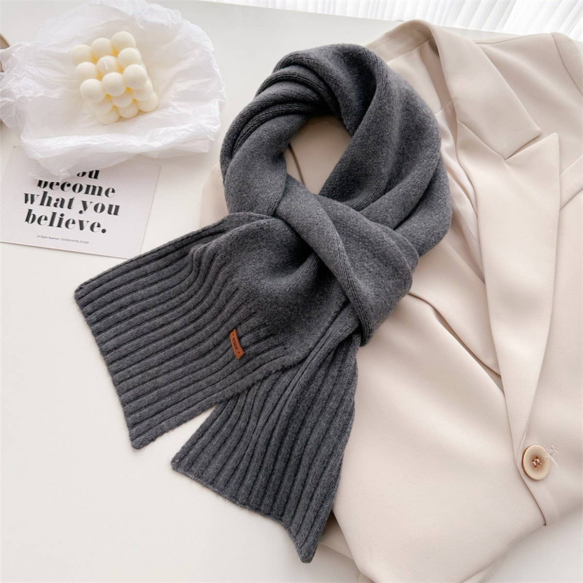 Warm Minimalist Wool Wrap Scarf for Fall Days