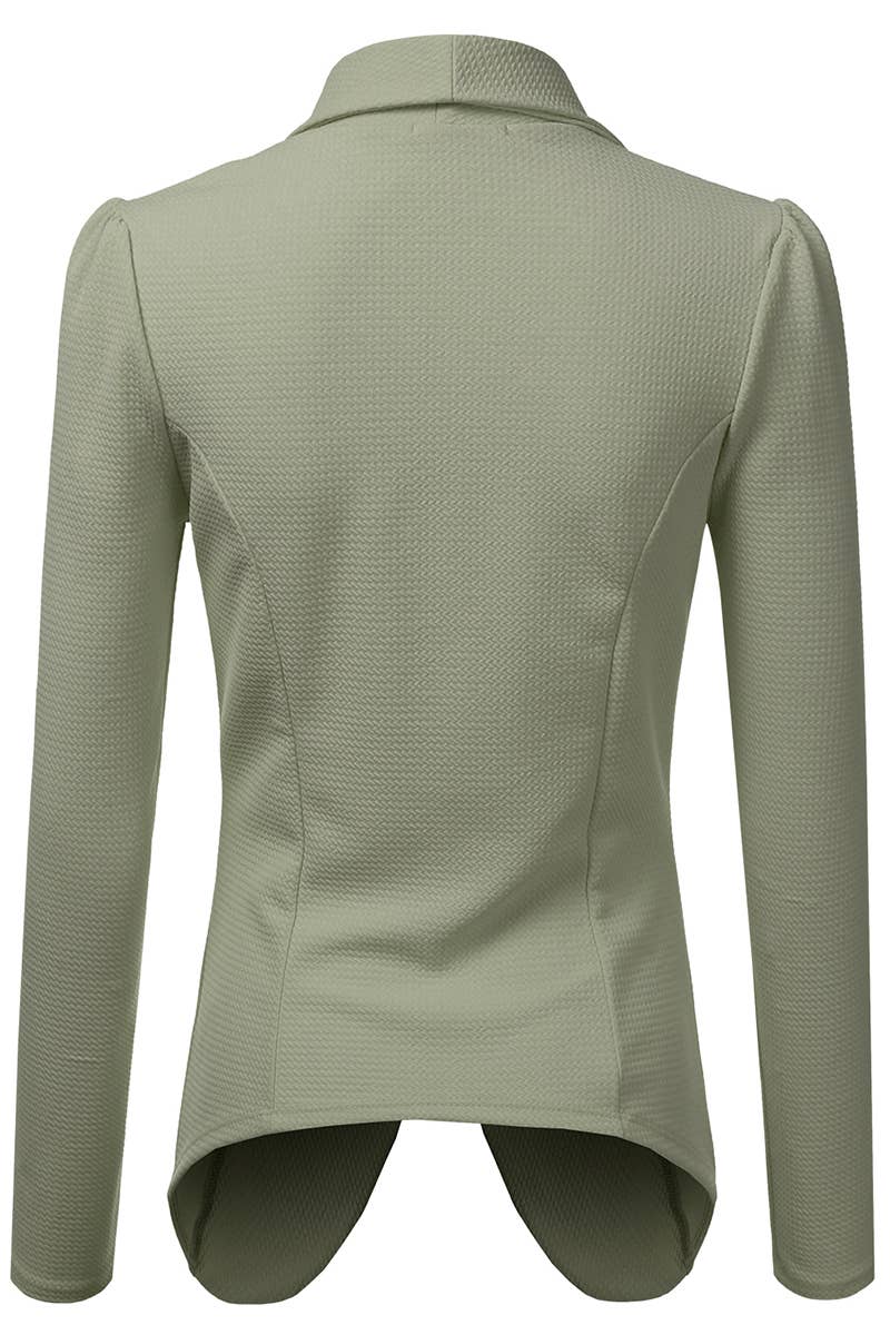 CWOBL090_Casual Work Long Sleeve Open Front Blazer