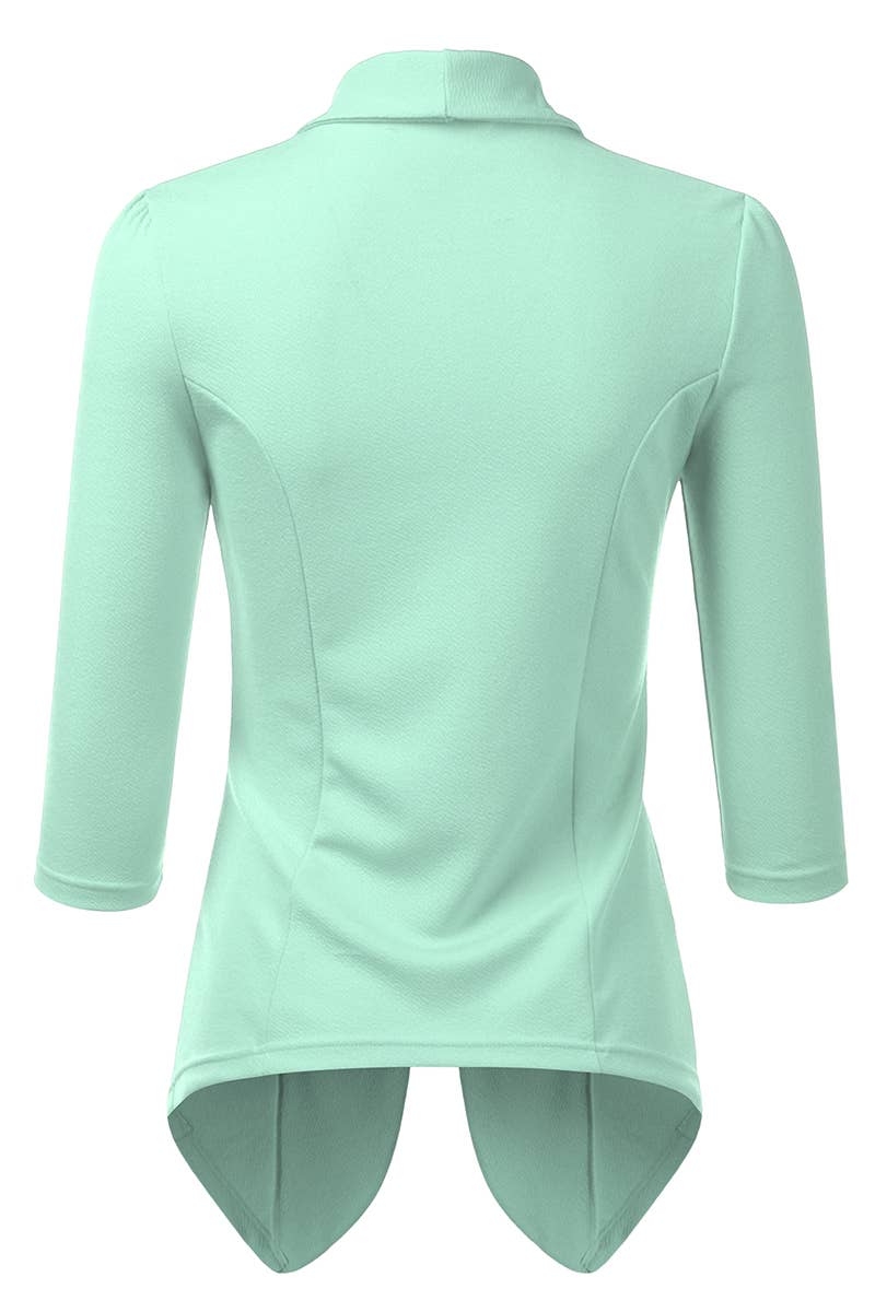 CWOBL089_Casual Work 3/4 Sleeve Open Front Blazer