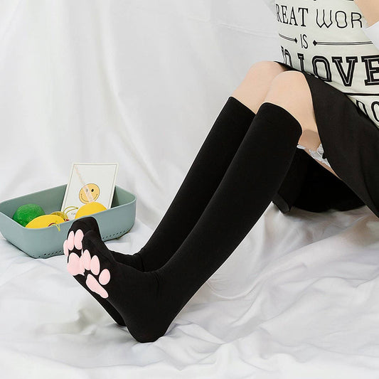 CAT PAW PRINT FAUX KNEE-HIGH SOCKS_CWMS0865
