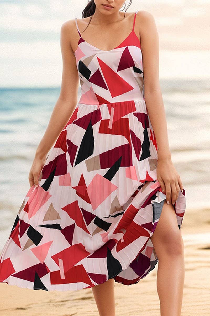 CWDHL0656_STRAPPY HOLIDAY GEOMETRIC PRINT MIDI DRESS