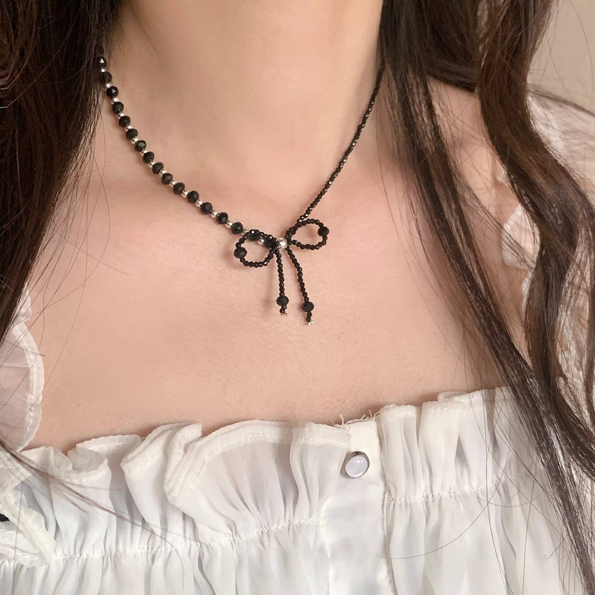 VERSATILE SWEET AND COOL BOWKNOT CRYSTAL NECKLACE