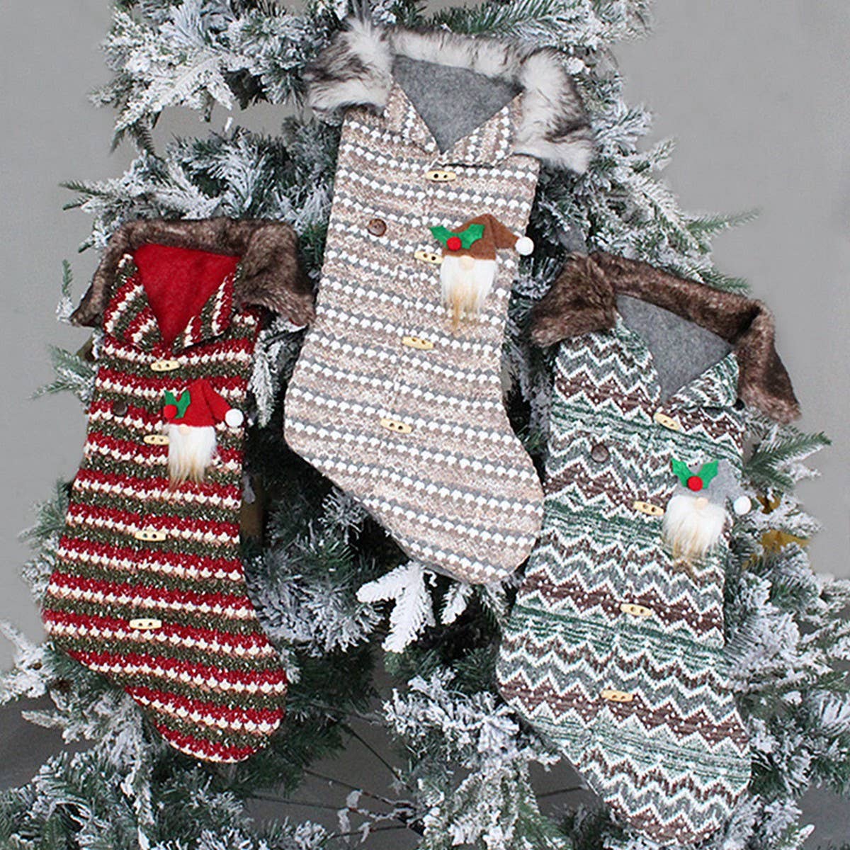 CREATIVE KNITTED CHRISTMAS STOCKING CANDY BAG