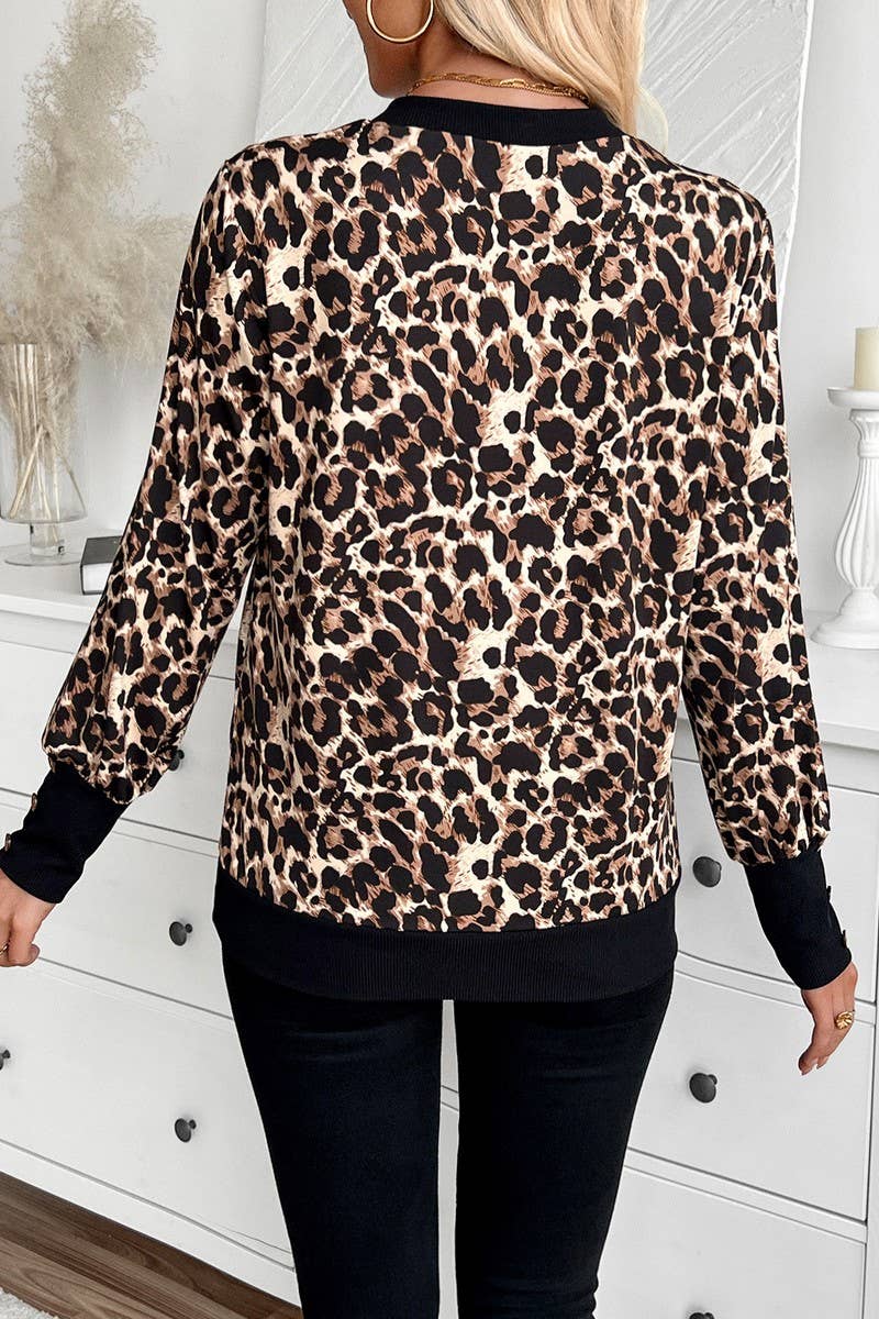 CWTBLL3482_V-NECK PRINTED LONG-SLEEVED T-SHIRT TOP
