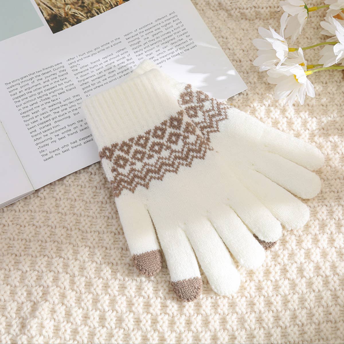 WINTER WARM TOUCH SCREEN WAVE FLEECE GLOVES_CWAG0192