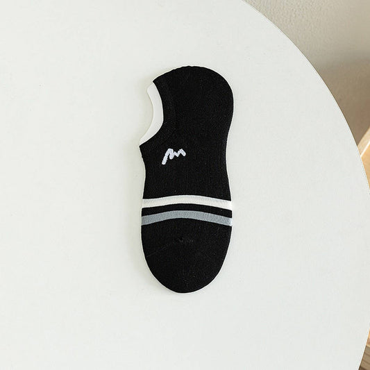 CWMS2458_SUMMER LETTER STRIPE INVISIBLE CREW SOCKS