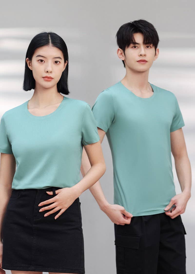 CWTTS00719_SOLID COLOR COOL ICE SILK SHORT SLEEVE T-SHIRT