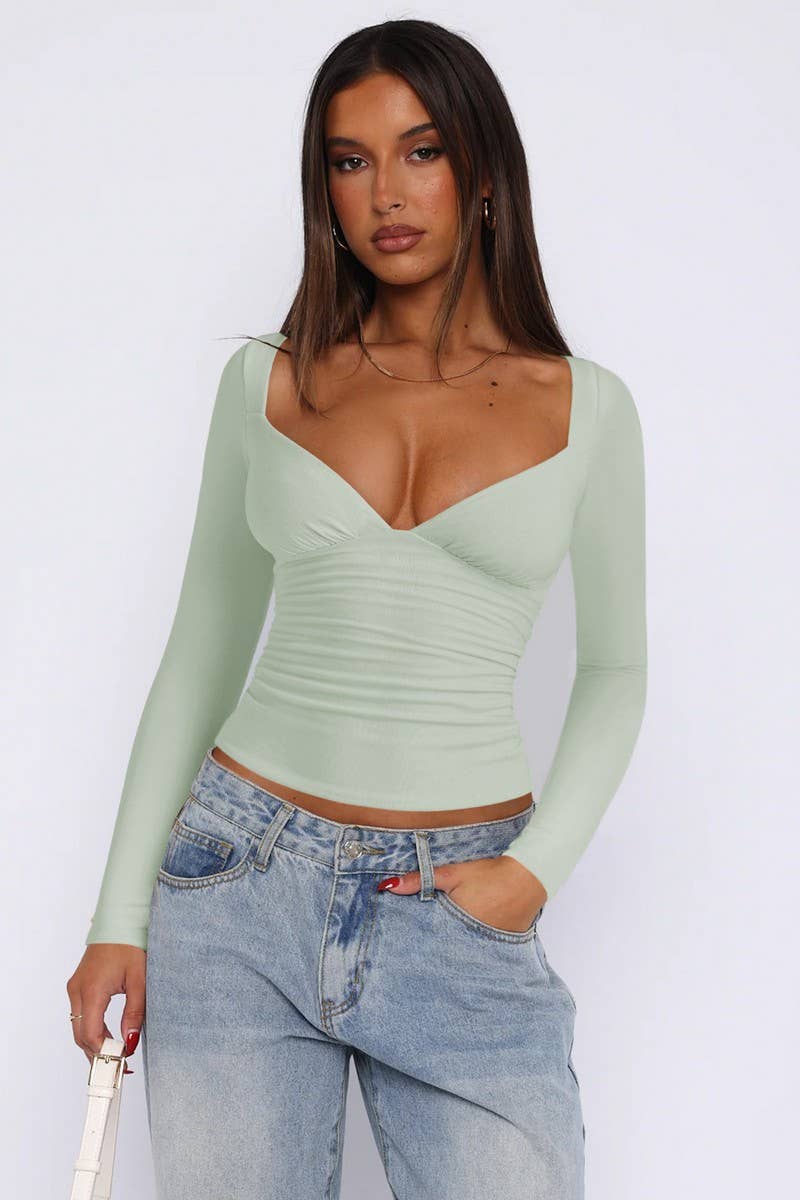 CWTTL2059_SUMMER LIGHT MATURE STYLE SLIM HOT GIRL TOP