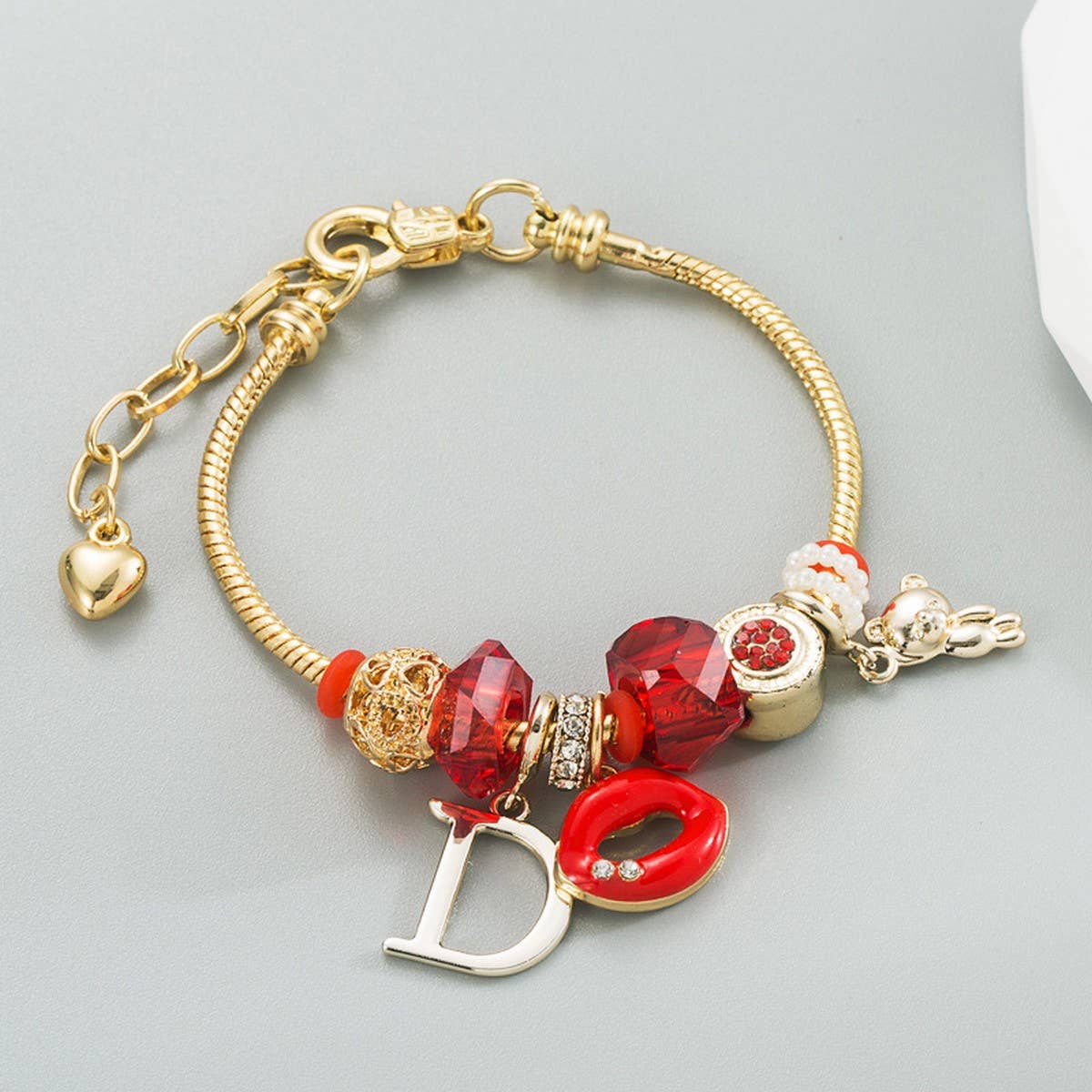 Devil Lips Pendant Alloy Chain Bracelet