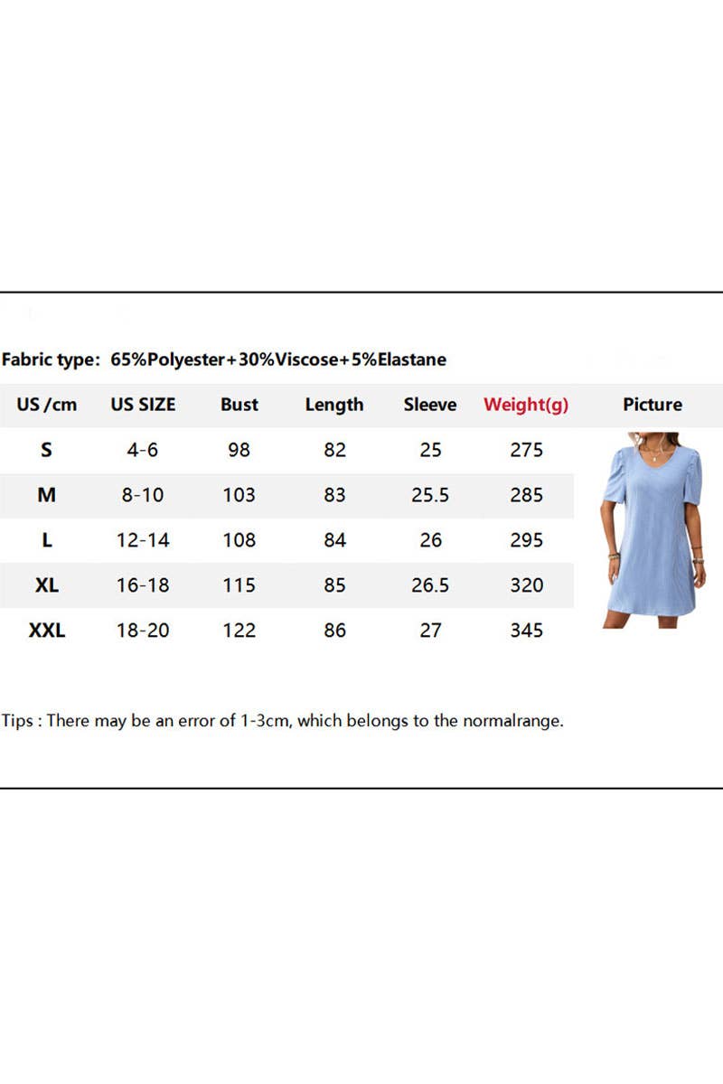 CWDSD7457_SUMMER CONTRAST PUFF SLEEVE MIDI DRESS