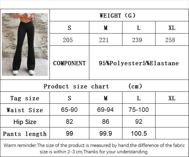 CWBLP1425_SOLID COLOR V-WAIST SLIM FLARED TROUSERS
