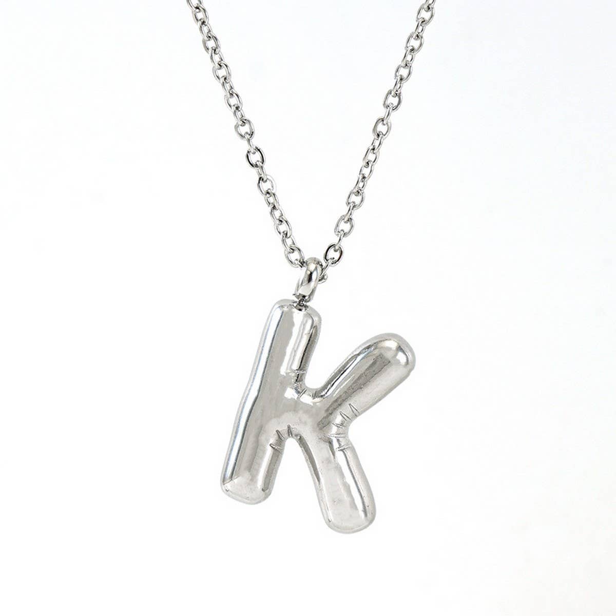 CWAJE1946_Steel Color Bubble Letter Necklace