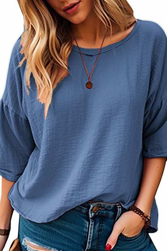 CWTBLL2675_COMMUTER THREE-QUARTER SLEEVE SOLID COLOR T-SHIRT