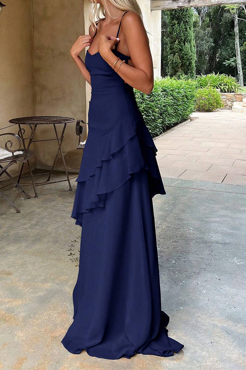 CWDMD01185_SOLID LACE TRIM BODYCON MAXI DRESS