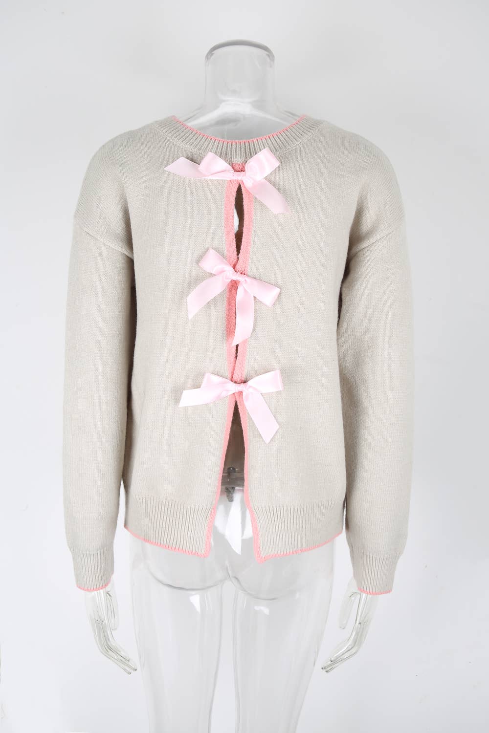 Bowknot is lace-up back sexy back sweater