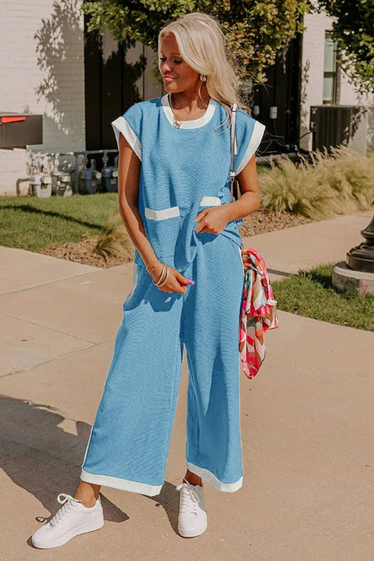 CWSS1267_SUMMER CONTRAST COLOR LOOSE FASHION TWO-PIECE