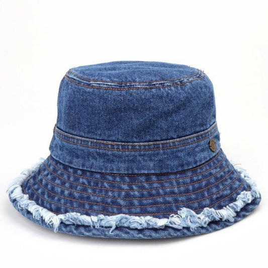 VERSATILE WASHED DISTRESSED DENIM BUCKET HAT_CWAH1539