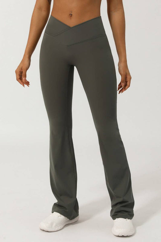 CWBLP1230_V WAIST CROSS FITNESS SPORTS YOGA FLARED PANTS