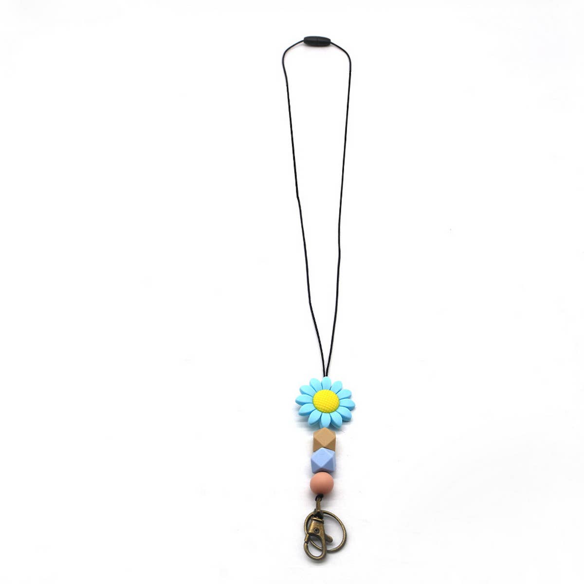 SIMPLE SILICONE BEAD FLOWER LANYARD KEYCHAIN_CWMM1578