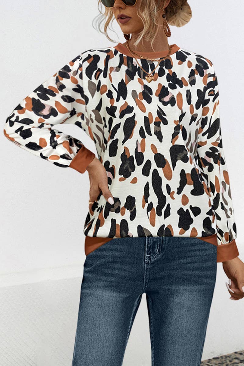 CREWNECK LANTERN SLEEVE PRINTED HOODIE