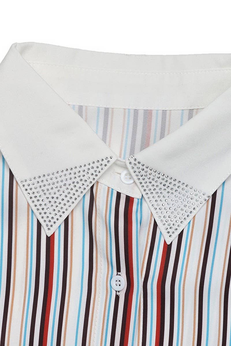 CWTSTL2070_VERTICAL STRIPED LONG SLEEVE LAPEL SHIRT
