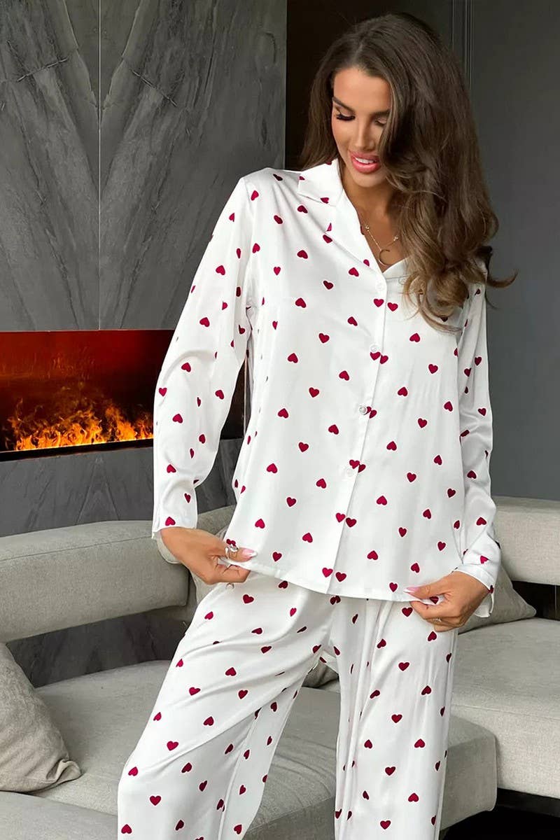 CWSPJ0067_LOVE PRINTED LONG-SLEEVED SHIRT LOUNGEWEAR SET