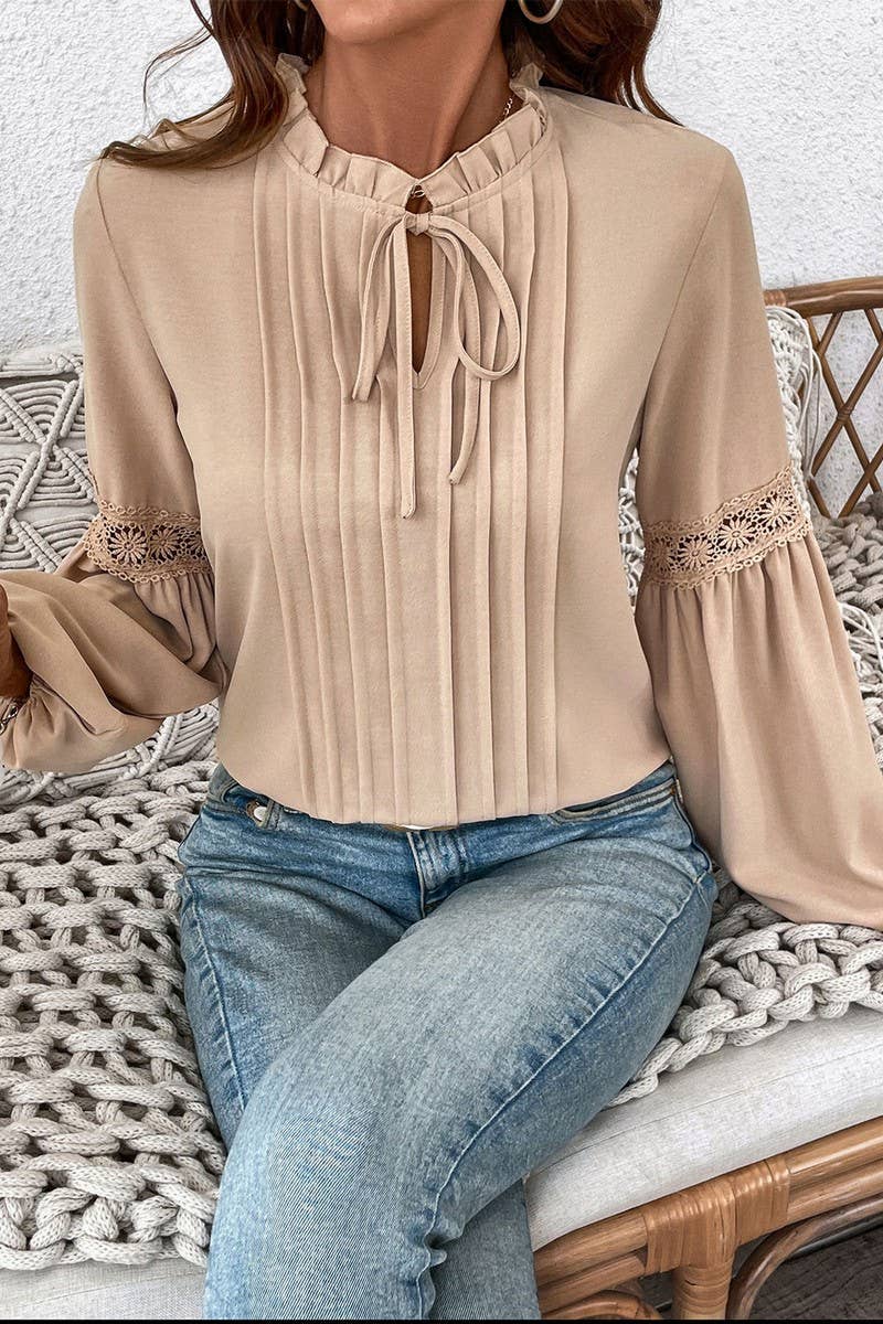 CWTBLL3704_AUTUMN SOLID COLOR CASUAL V-NECK TEMPERAMENT SHIR