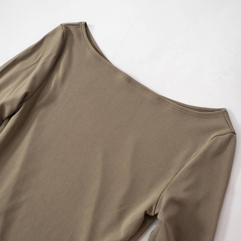 COLOR CONTRAST SPLICING SEXY LONG SLEEVE DRESS