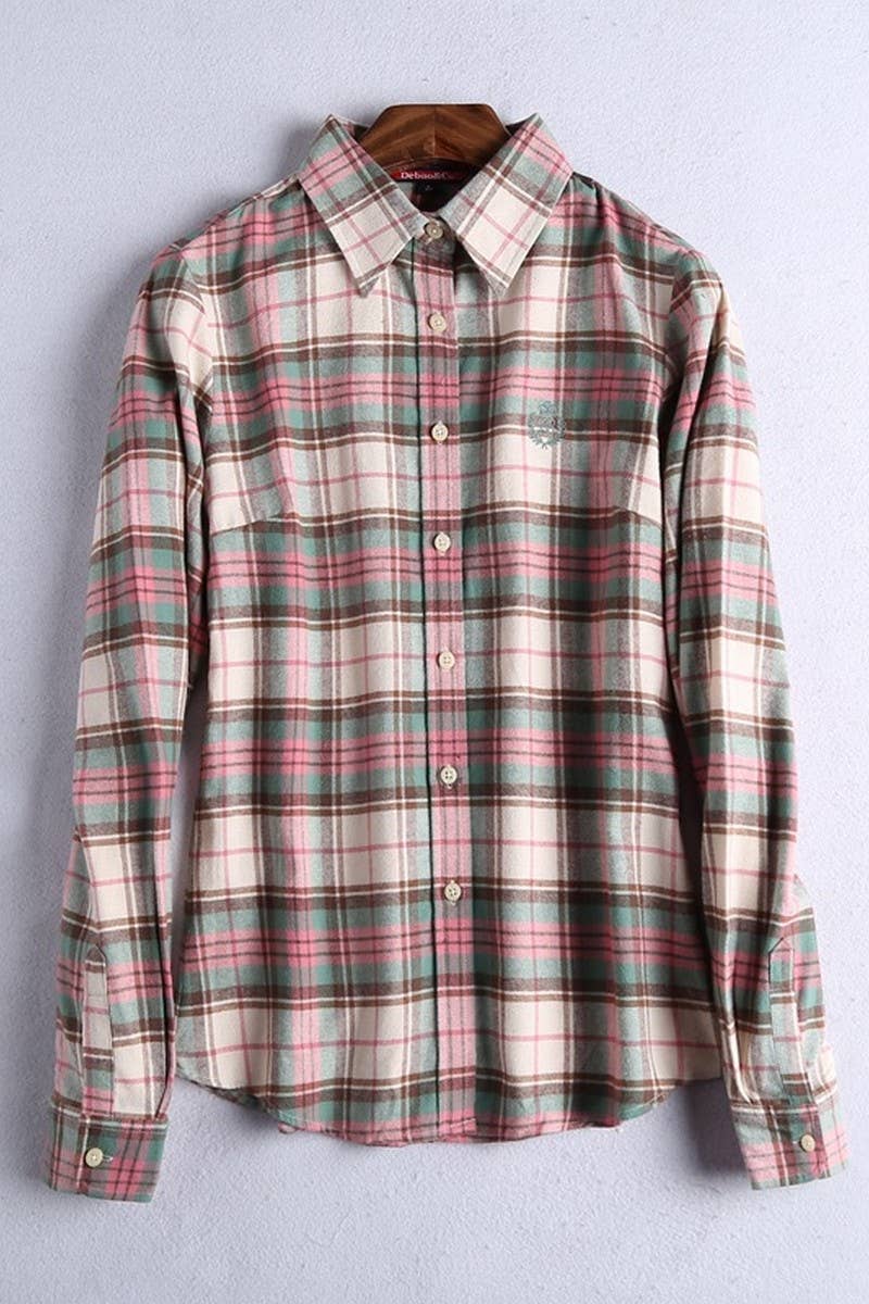 CWTSTL2241_LAPEL BRUSHED FLANNEL THICKENED PLAID SHIRT