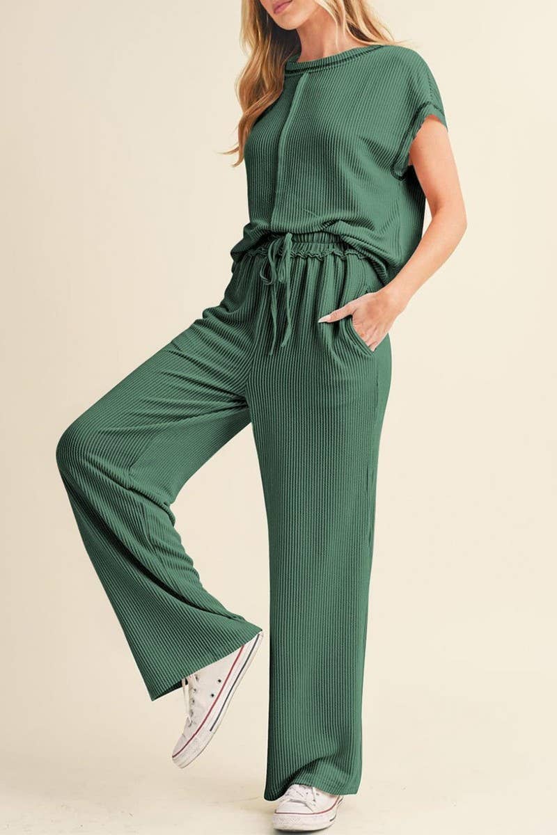 CWSS1081_SOLID COLOR COMMUTER SHORT-SLEEVED TROUSERS SUIT