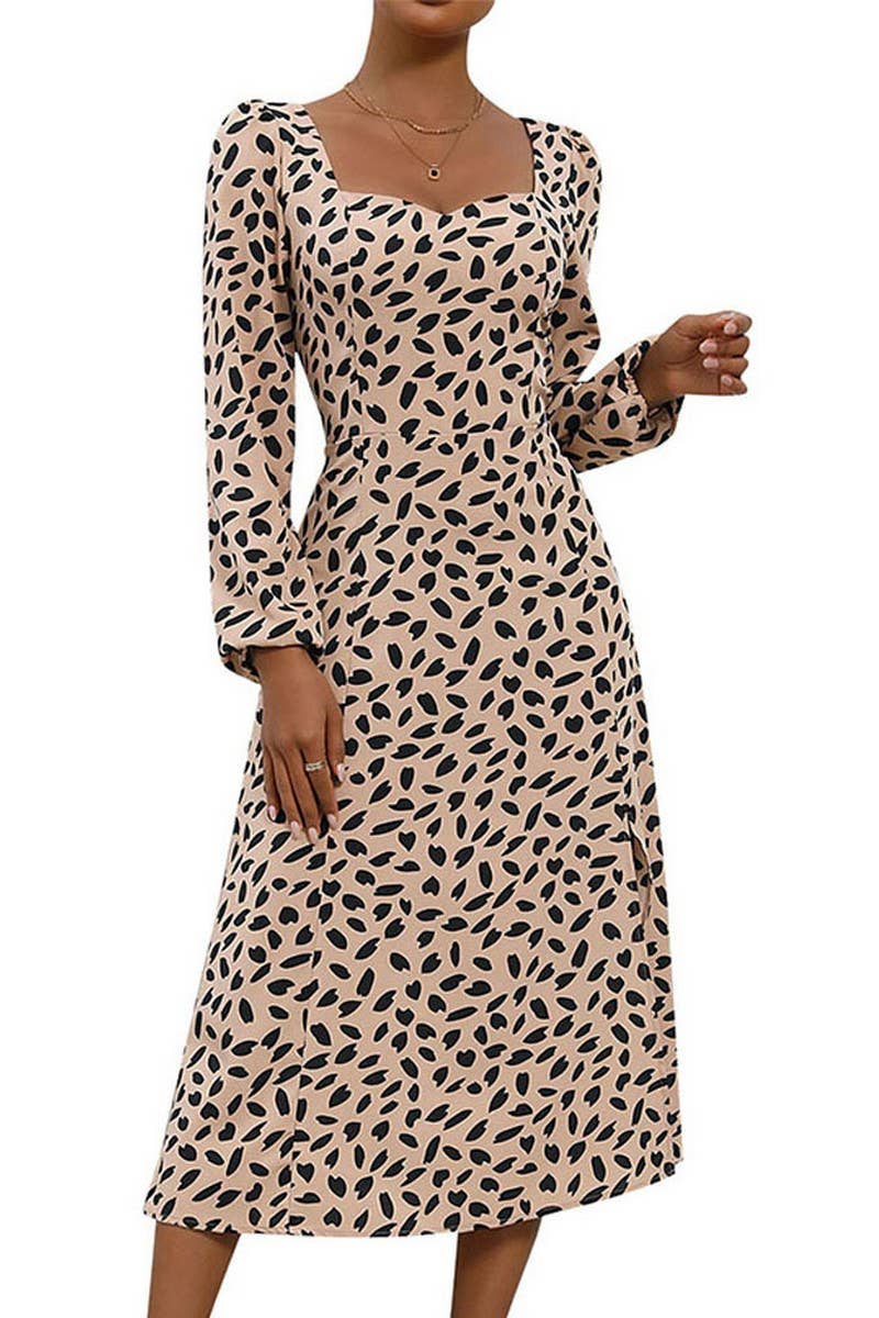 CWDMD3058_LONG SLEEVE LEOPARD PRINT DRESS