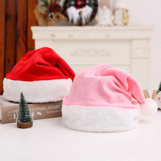 CWAH04591_SOFT CRYSTAL FABRIC SANTA HAT FOR CHRISTMAS PARTY
