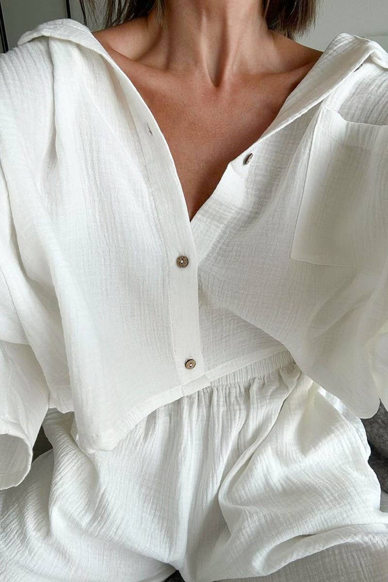 CWSPJ0287_PURE COTTON BREATHABLE PAJAMAS TWO PIECE SET