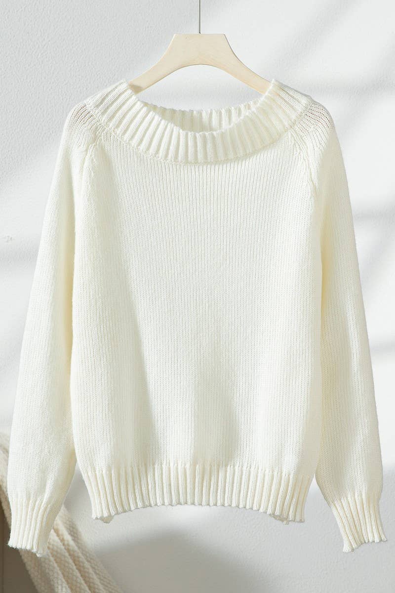 CWOSWL6867_CHIC OFF SHOULDER PULLOVER KNIT CASUAL SWEATER