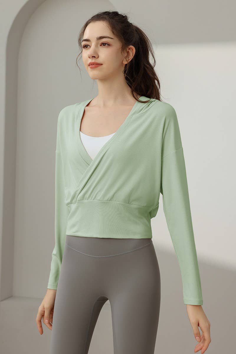 CWTBLL3629_NEW STYLE SPORTS LOOSE YOGA JACKET HOODED TOP