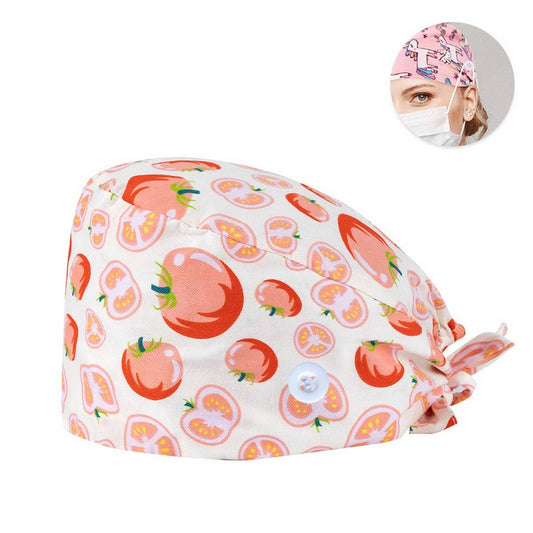 SURGICAL CAP SCRUB CAP COTTON TIE PRINT CAP_CWAH3322