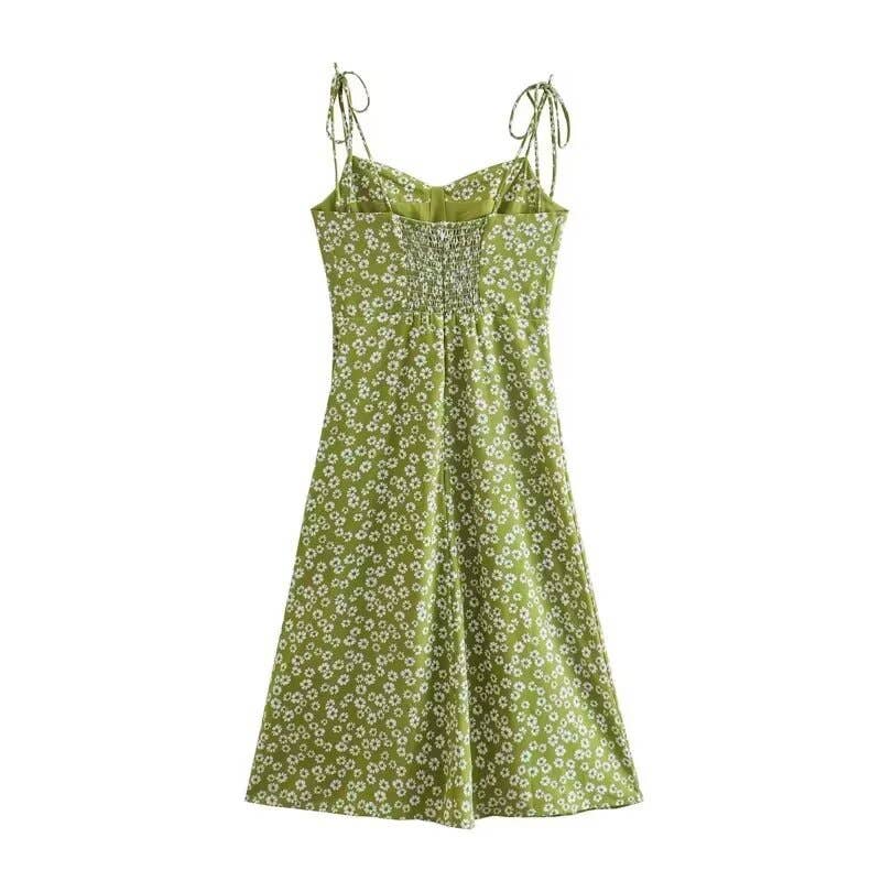 Cinched waist printed halter sleeveless dress