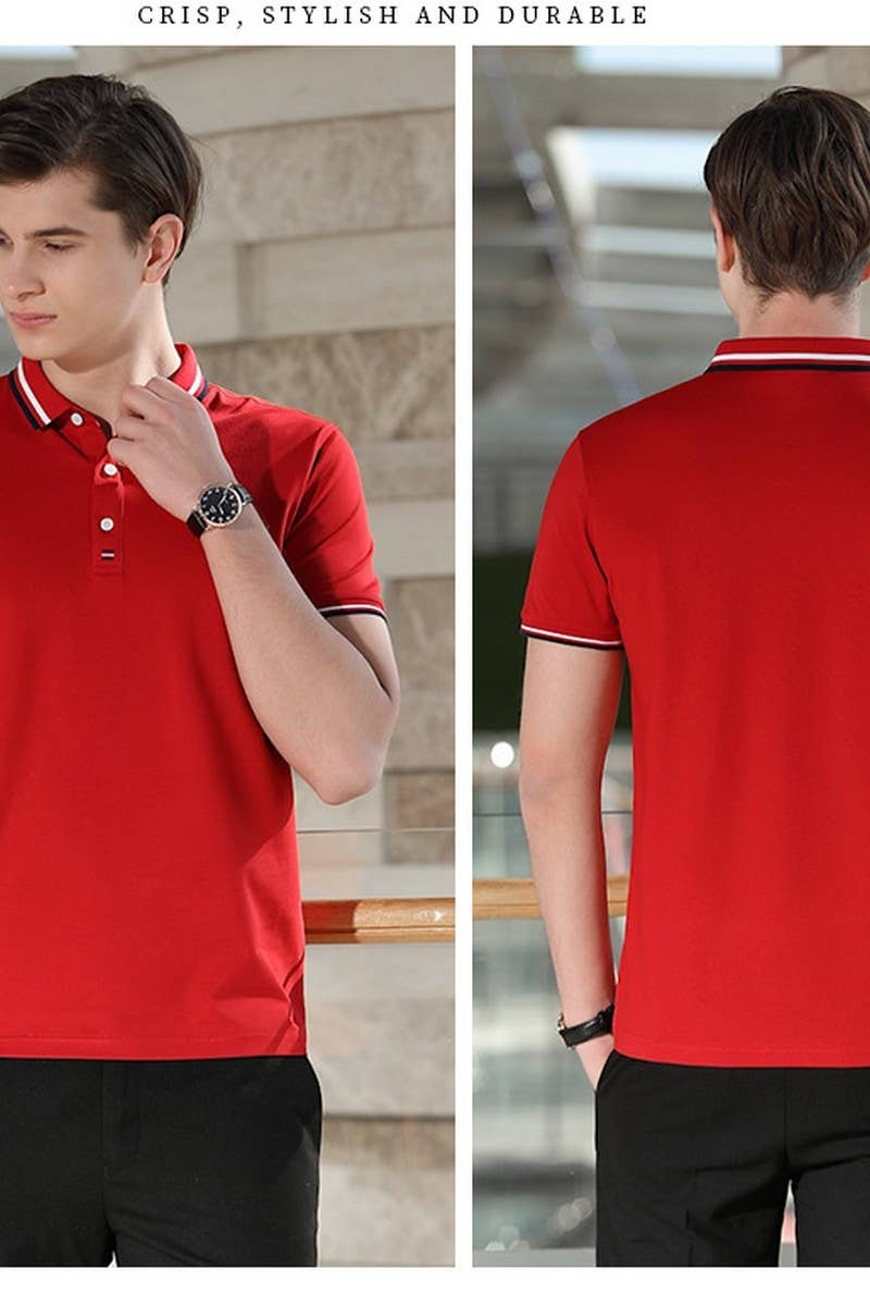 CWTBLS02445_LAPEL POLO SHIRT SHORT SLEEVE CASUAL TOP