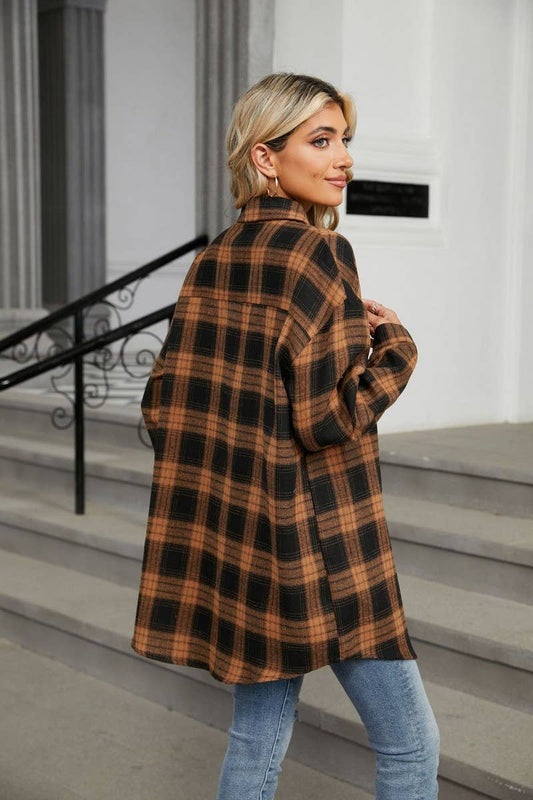 CWOCO0474_LAPEL BRUSHED STRIPE LONG SLEEVE SHIRT COAT