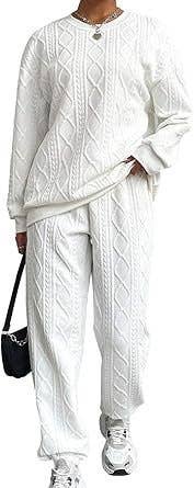 Fashionable threaded jacquard long pants set