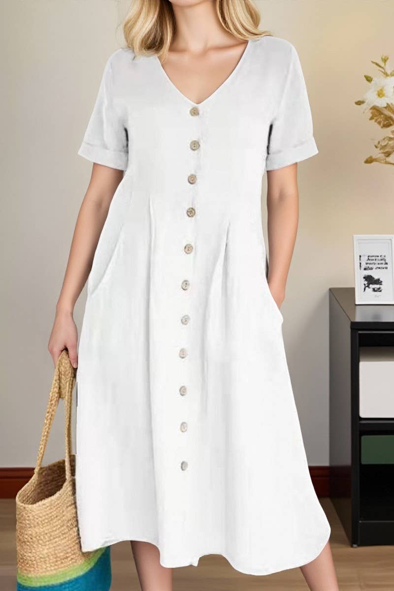 CWDMD01002_NEW SOLID COLOR LOOSE HIGH WAIST DRESS