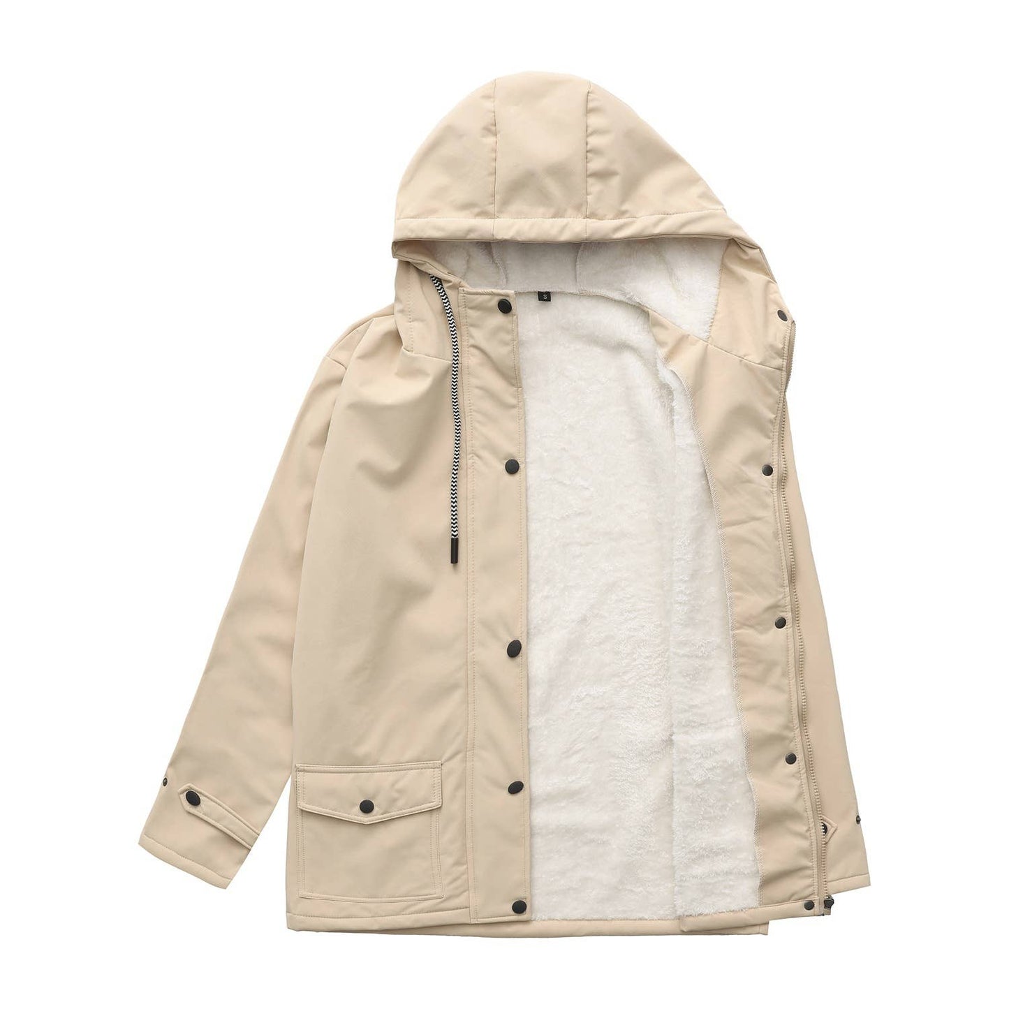 Composite fleece waterproof hooded windbreaker