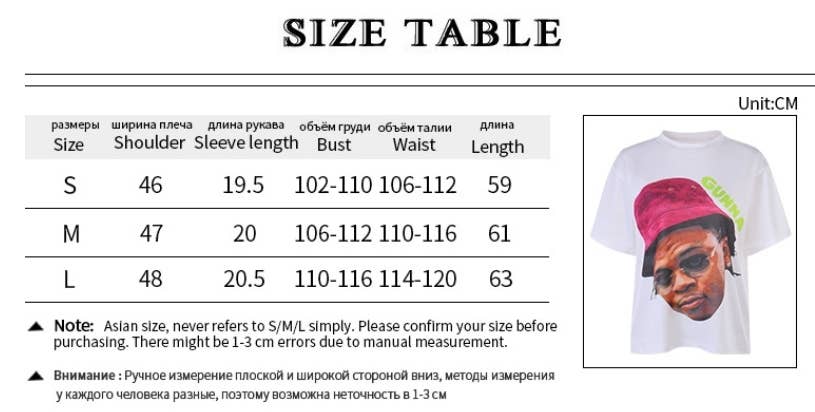 CWTBLS1506_ROUND NECK PORTRAIT PRINT SHORT-SLEEVED T-SHIRT