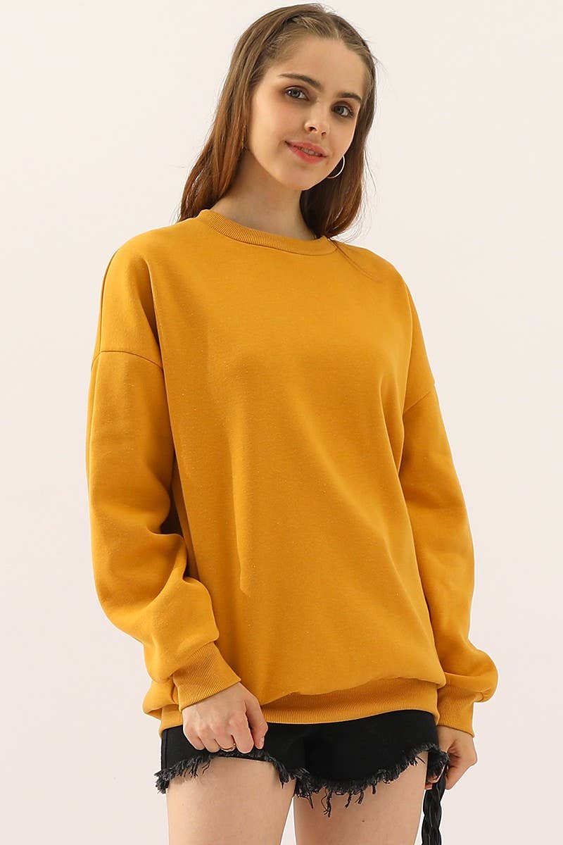 CWTTL902_CREW NECK LONG SLEEVE PULLOVER SWEATSHIRT TOPS