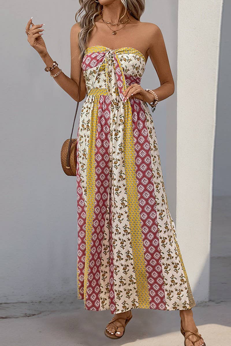 CWSJS1686_HIGH WAIST TIE WAIST BOHO WIDE LEG JUMPSUIT