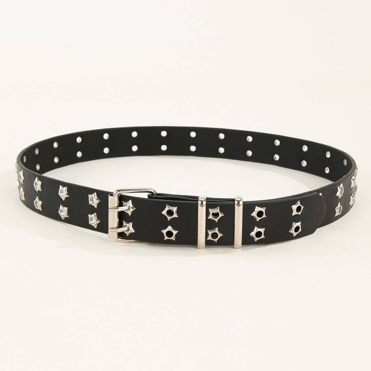 Double-row starry air eye punk style riveted belt